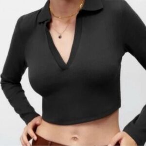 Zara Black Long Sleeve V-Neck